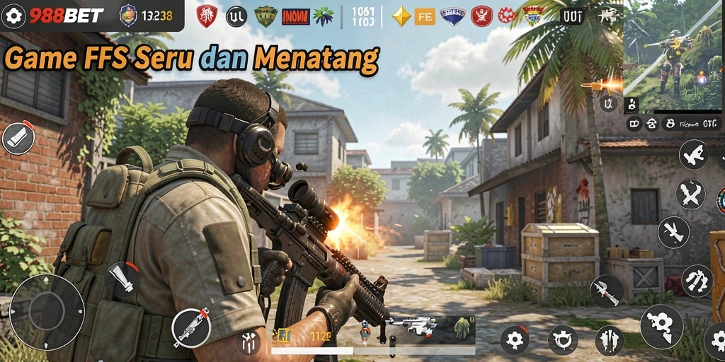 Tampilan gameplay intens dari 988BET dengan aksi tembak-menembak seru.