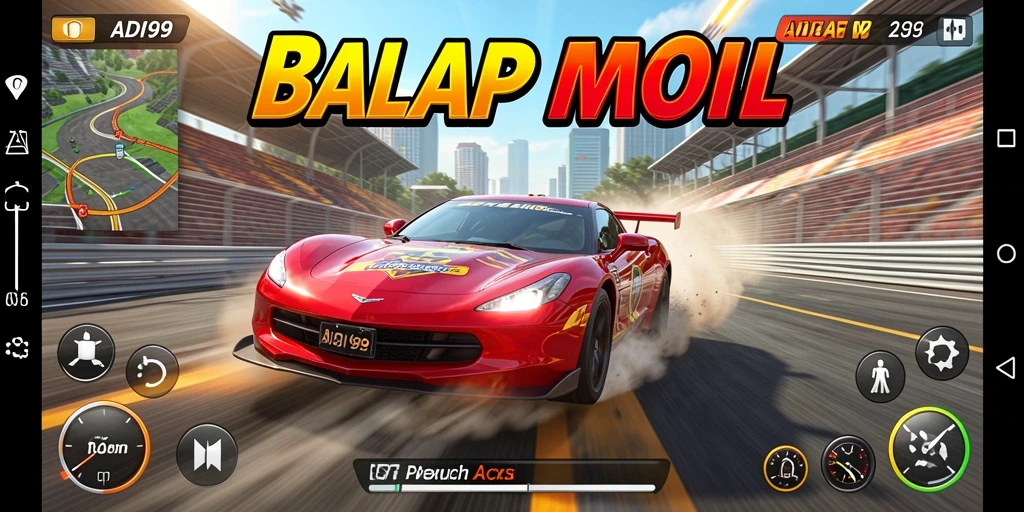 Tampilan gameplay seru di ADI99 dengan mobil balap.