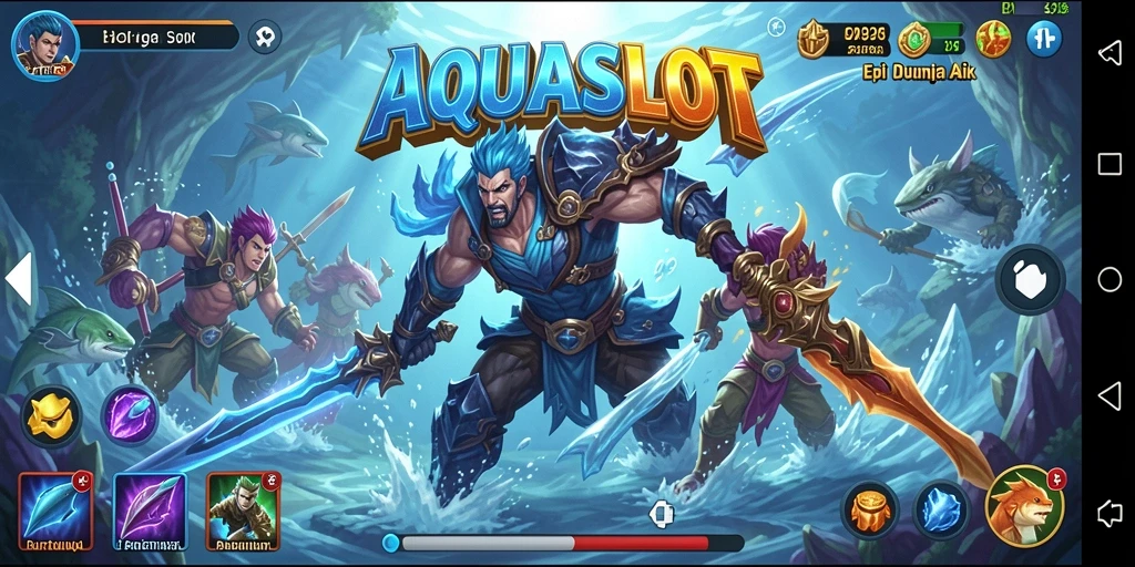 Tangkapan layar dari gameplay AQUASLOT yang intens dan mendebarkan.