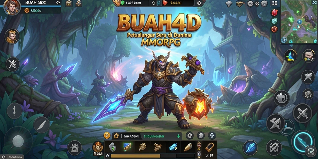 Tangkapan layar gameplay BUAH4D yang memperlihatkan pertarungan epik di dunia MMORPG.