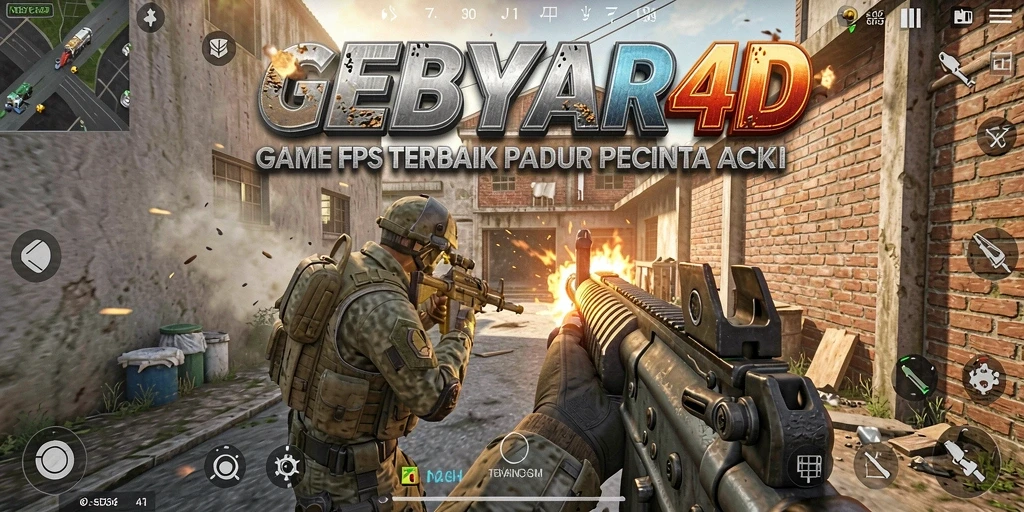 Screenshot gameplay GEBYAR4D menampilkan aksi tembak-menembak yang seru.