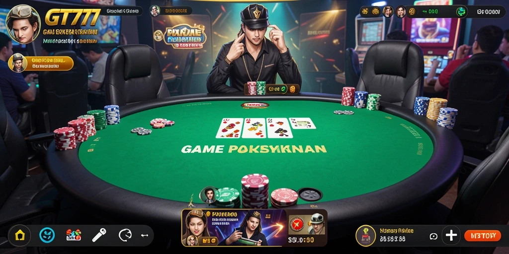 Tampilan gameplay seru dalam GT777 saat bermain poker.