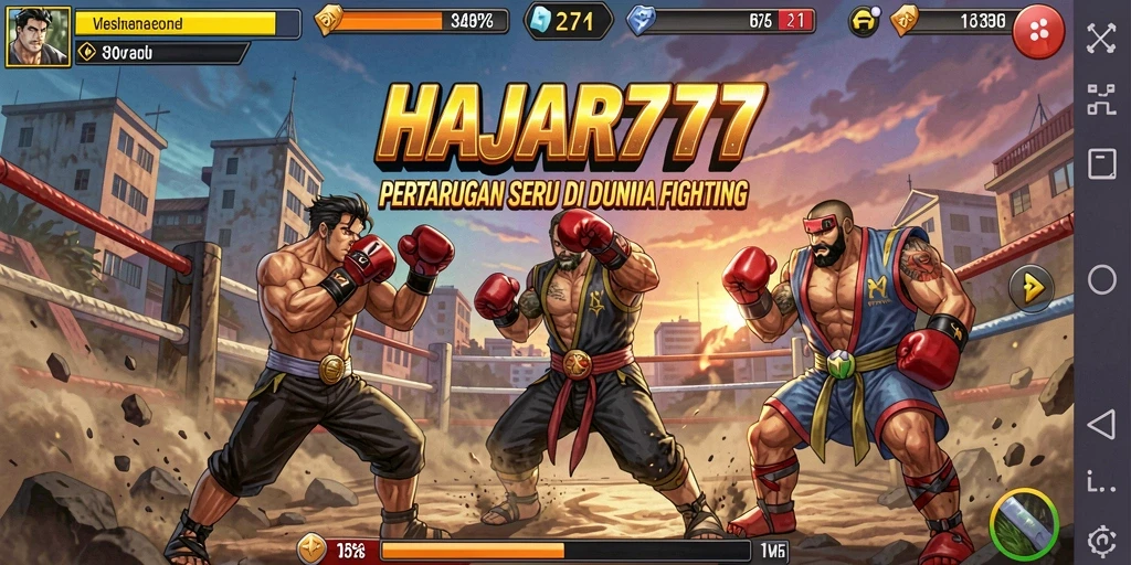 Screenshot gameplay menunjukkan pertarungan seru di HAJAR777.