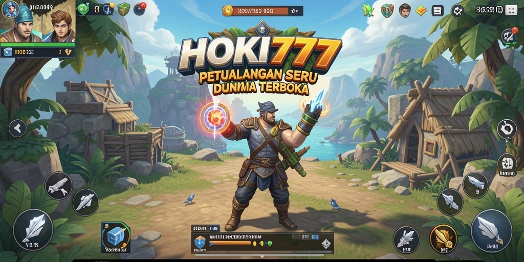 Tampilan gameplay HOKI777 dengan petualangan seru di dunia terbuka.
