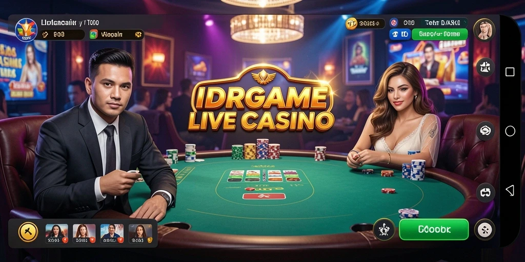Tampilan interaksi dealer dan pemain di game Live Casino.