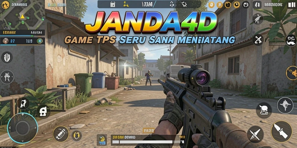 Screenshot utama JANDA4D menampilkan aksi seru dalam gameplay TPS.