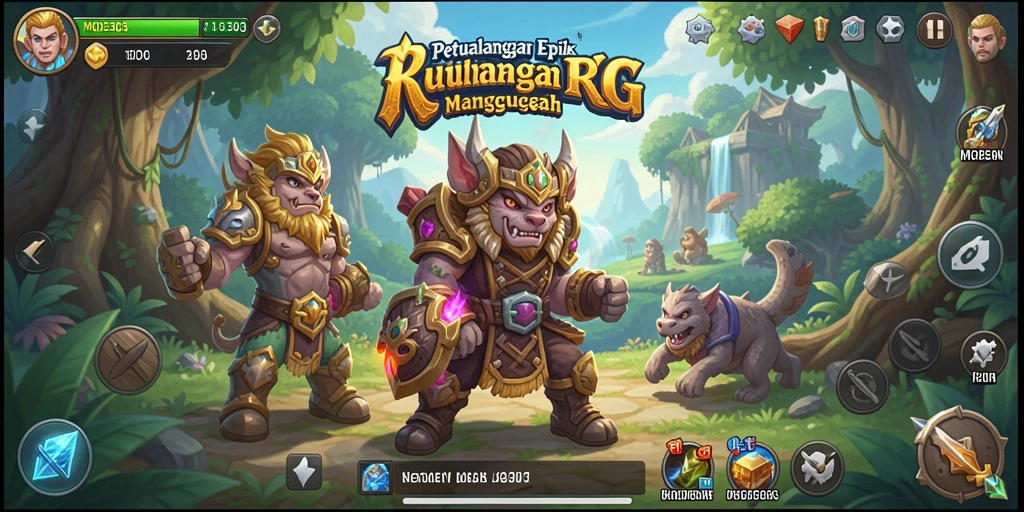 Tampilan gameplay MODE303 yang menampilkan pertempuran epik dan eksplorasi dunia.