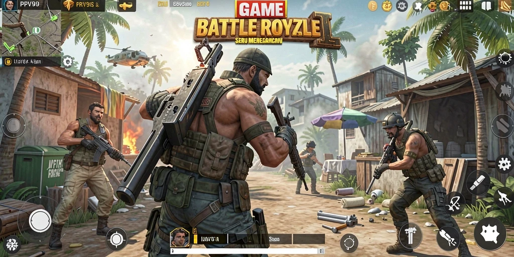 Tangkapan layar PPV99 menampilkan aksi seru dalam gameplay Battle Royale.