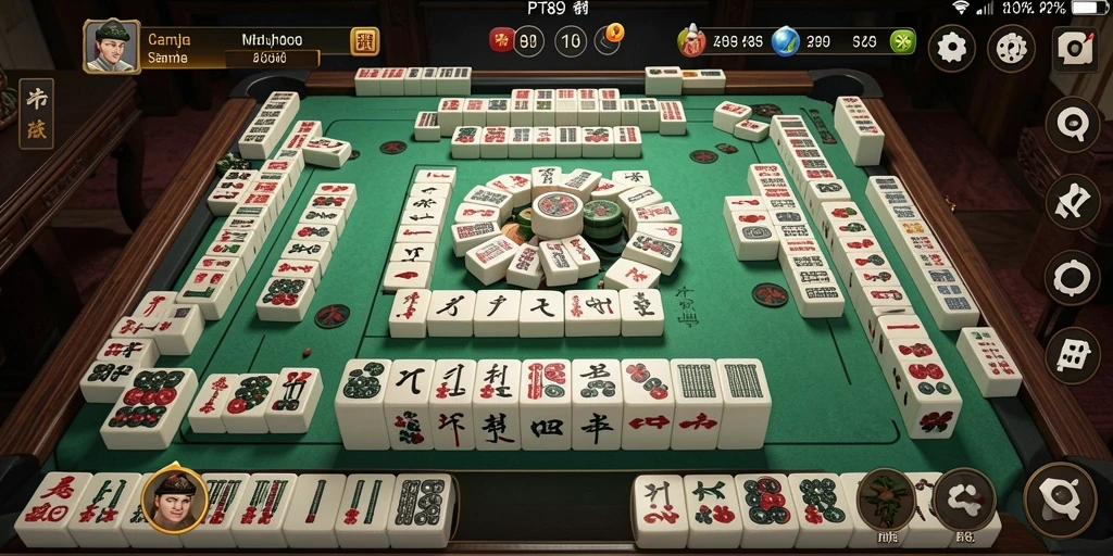 Tampilan gameplay PT89 yang menarik dengan ubin Mahjong berwarna.