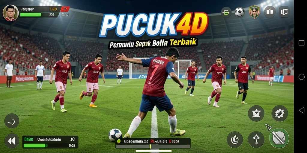 Screenshot gameplay PUCUK4D menghadirkan aksi sepak bola yang mendebarkan.