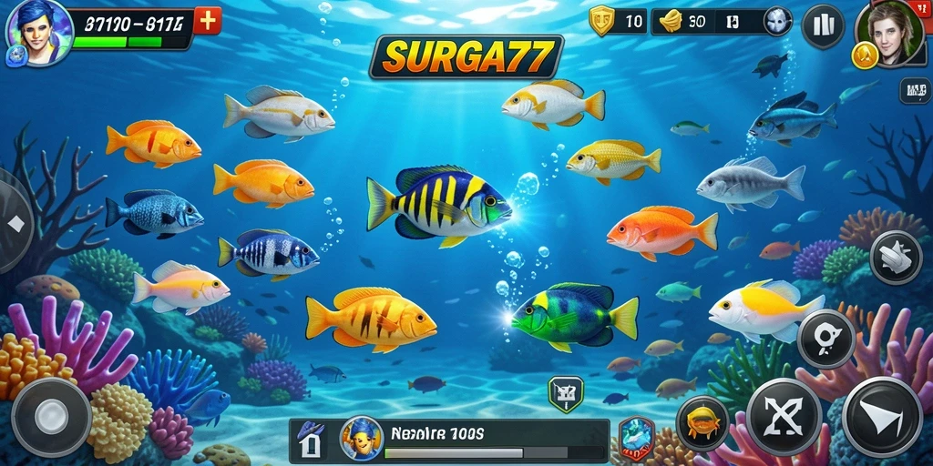 Tampilan utama gameplay Tembak Ikan SURGA77 yang menarik.